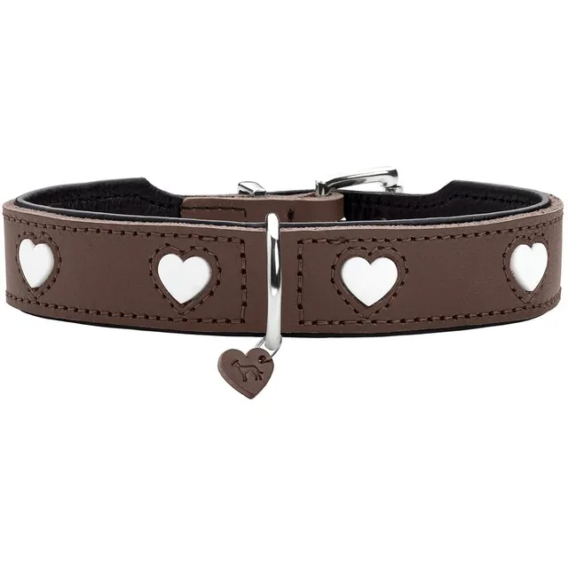 hunter-love-hundehalsband-rindsleder-mit-handgen-hten-herzen-unterlegt-mit-rindn image 1