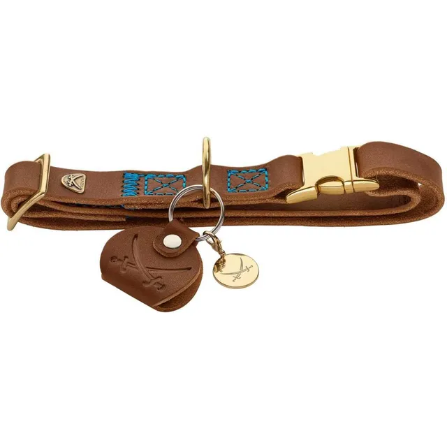 hunter-hundehalsung-sansibar-cognac-rindsleder-maritime-details-gr-e-m-30-45-cm image 1