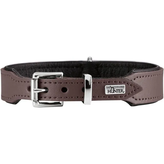 hunter-hundehalsband-basic-gr-e-37-in-braun-schwarz-pflegeleichtes-spaltleder-mi image 1
