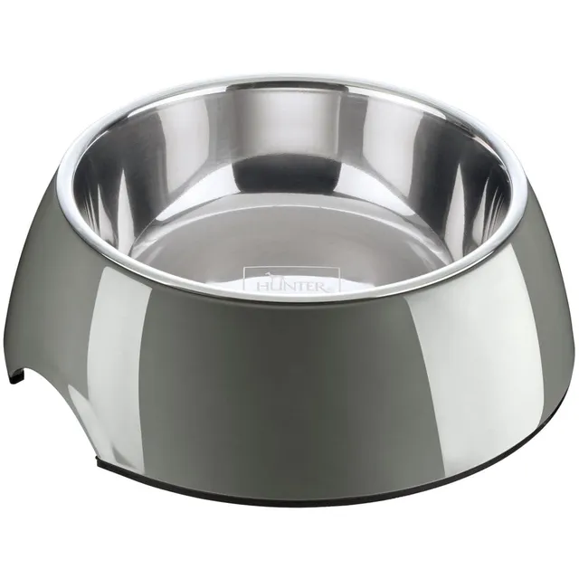 hunter-melamin-napf-mit-edelstahleinsatz-rutschfest-grau-700-ml image 1