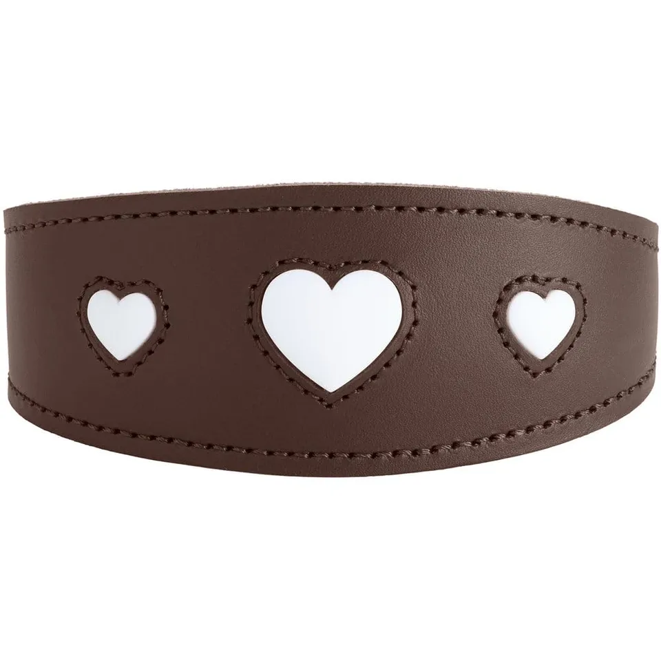 hunter-windhundhalsband-love-braun-schwarz-weiches-rindsleder-gepolstert-made-in image 1
