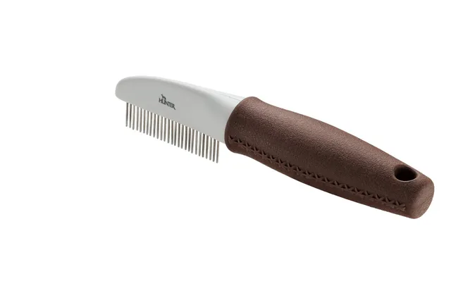 hunter-spa-pflegekamm-mit-rotierenden-zinken-gr-e-m-19-x-4-cm-grau-braun image 1
