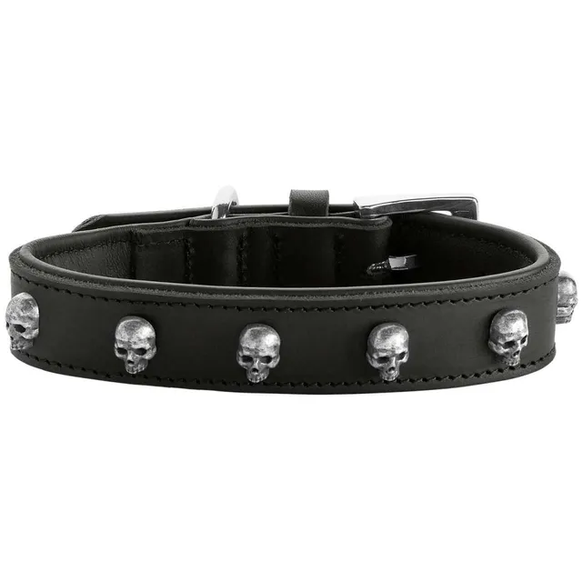 hunter-tijuana-hundehalsband-rindsleder-mit-nappaleder-futter-und-totenkopf-besa image 1