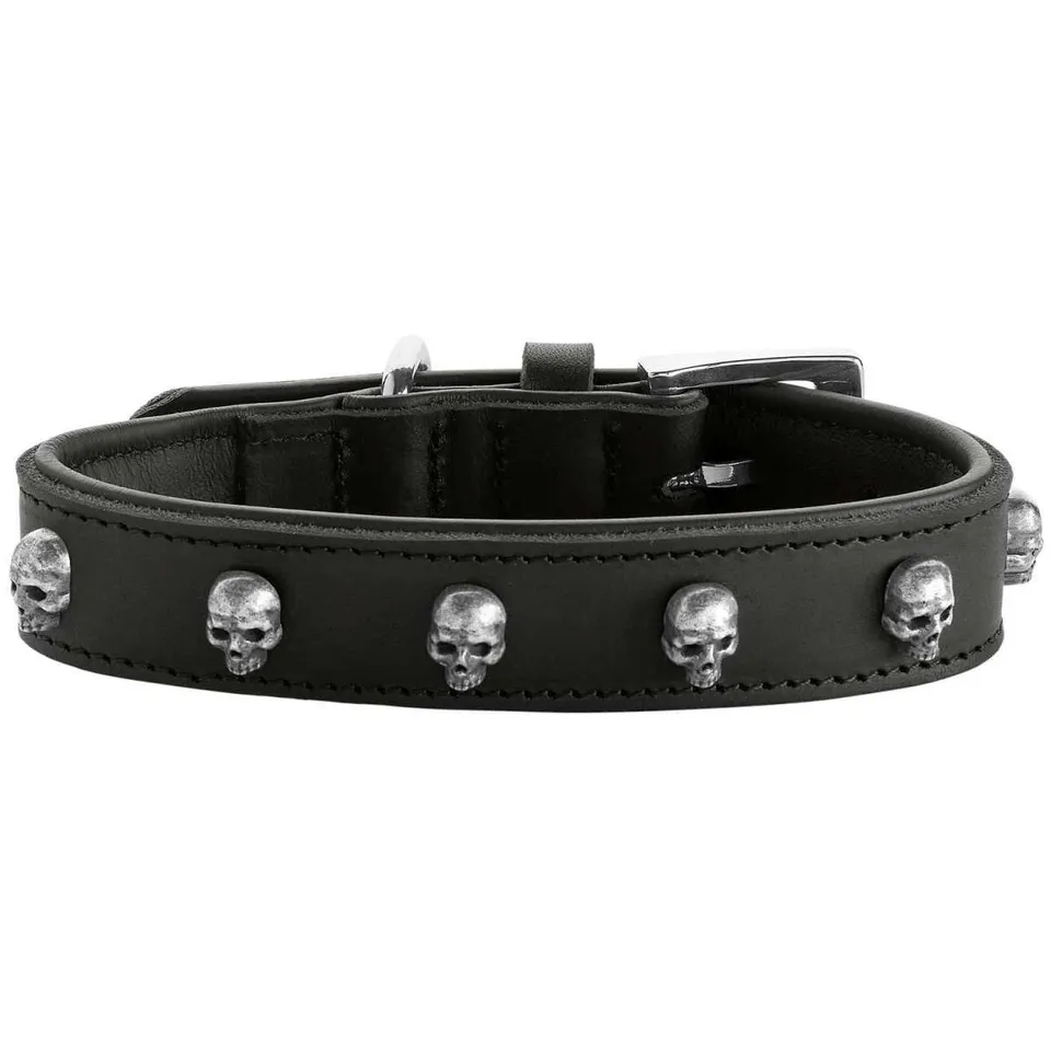 hunter-tijuana-hundehalsband-rindsleder-mit-nappaleder-futter-und-totenkopf-besa image 1