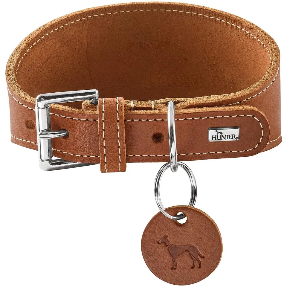 hunter-windhundhalsband-aalborg-gr-e-32-cognac-softleder-mit-druckverteilendem-k image 1