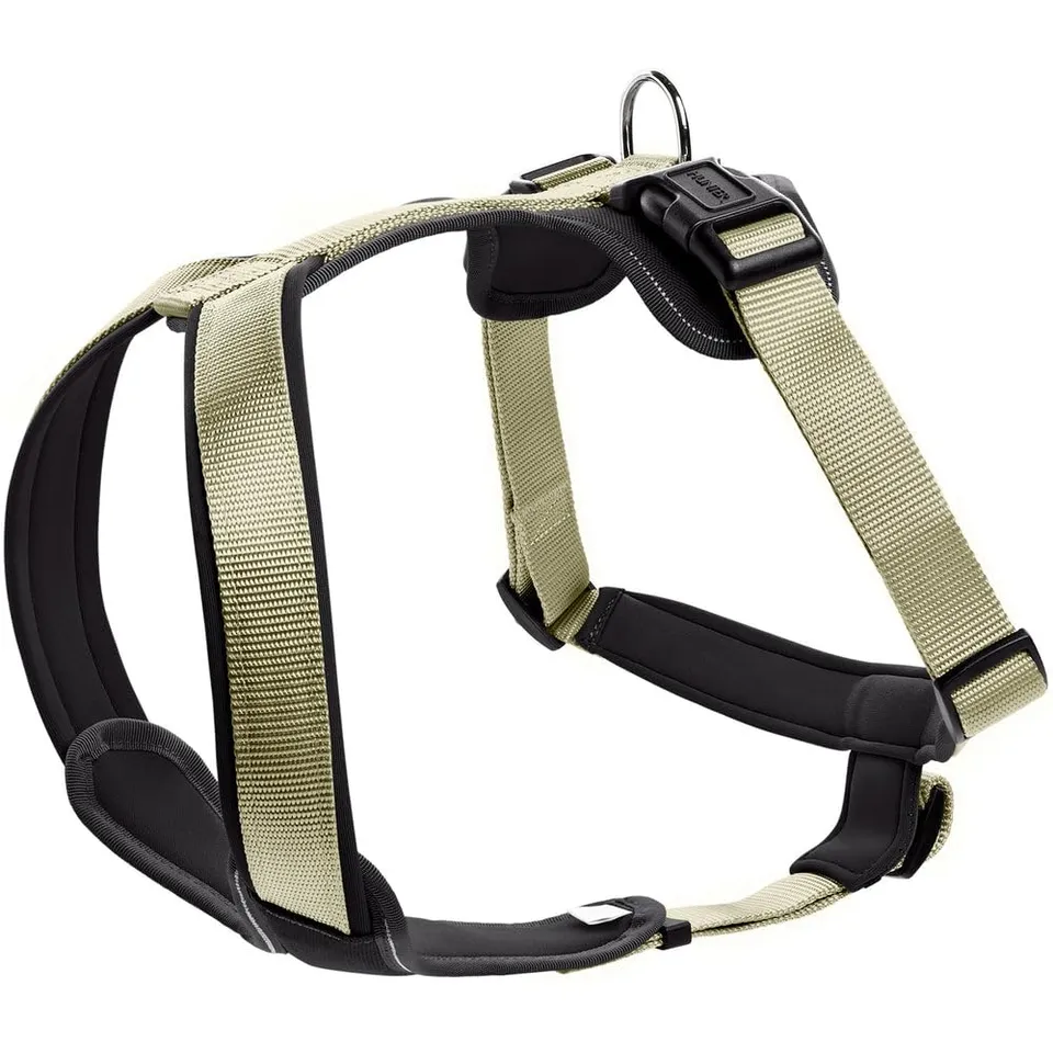 hunter-hundegeschirr-neopren-m-1-oliv-schwarz-gepolstertes-nylon-brustgeschirr-m image 1