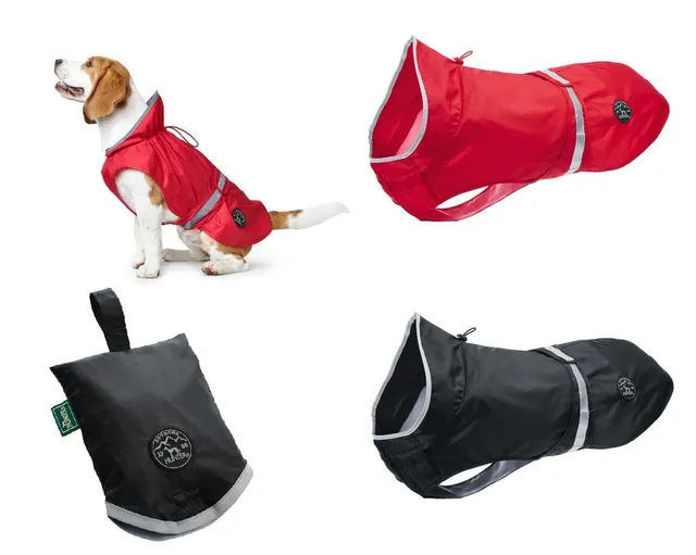 hunter-uppsala-rain-hunde-regenmantel-gr-e-80-rot-mit-reflektierenden-streifen image 1