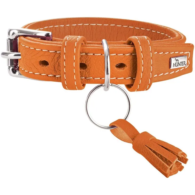 hunter-cannes-hundehalsband-rindnappaleder-handgefertigt-in-deutschland-orange-g image 1