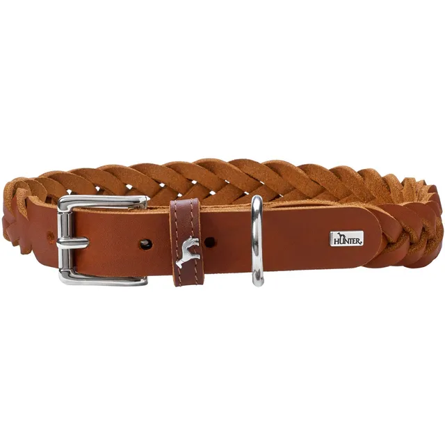 hunter-halsband-solid-education-special-s-45-handgeflochtenes-rindsleder-cognac- image 1