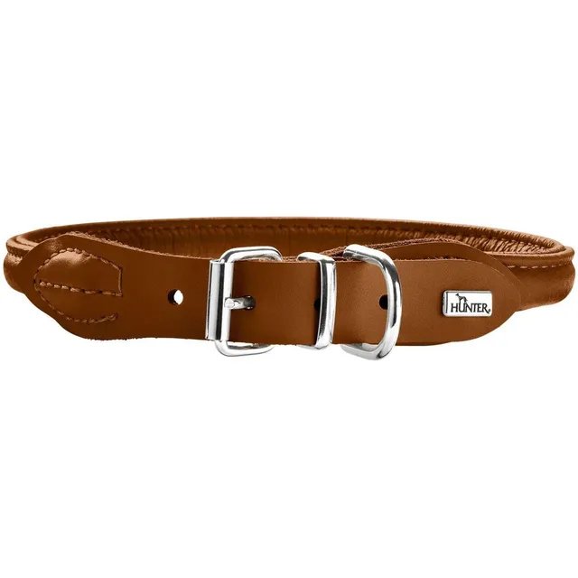 hunter-round-soft-elk-hundehalsband-elchleder-cognac-gr-e-55-fellschonend-rundge image 1