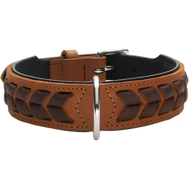 hunter-el-paso-hundehalsband-leder-geschmeidig-handgeflochten-cognac-schwarz-gr- image 1