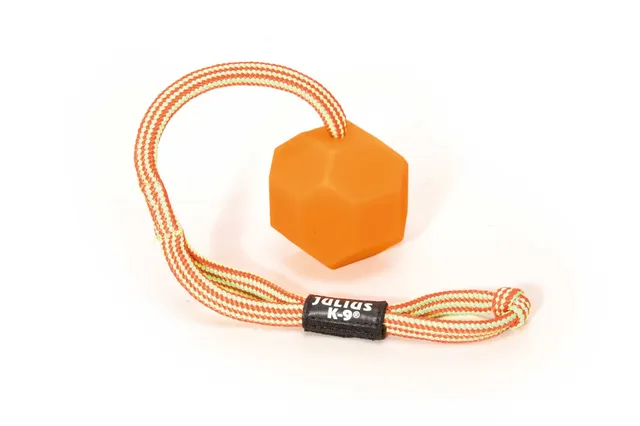 julius-k9-idc-neon-fluoreszierender-ball-mit-schnur-60-mm-orange-weich-robustes- image 1