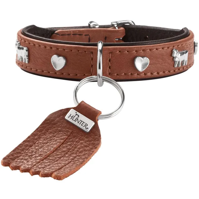 hunter-hundehalsband-m-nchen-mini-cognac-schwarz-leder-f-r-kleine-hunde-welpen-g image 1