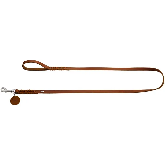 hunter-hundef-hrleine-solid-education-geflochtenes-leder-cognac-110-cm-11-mm-mit image 1