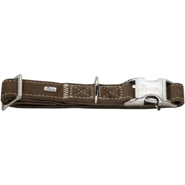 hunter-hunting-alu-strong-hundehalsband-nubukleder-braun-mit-aluminium-steckvers image 1