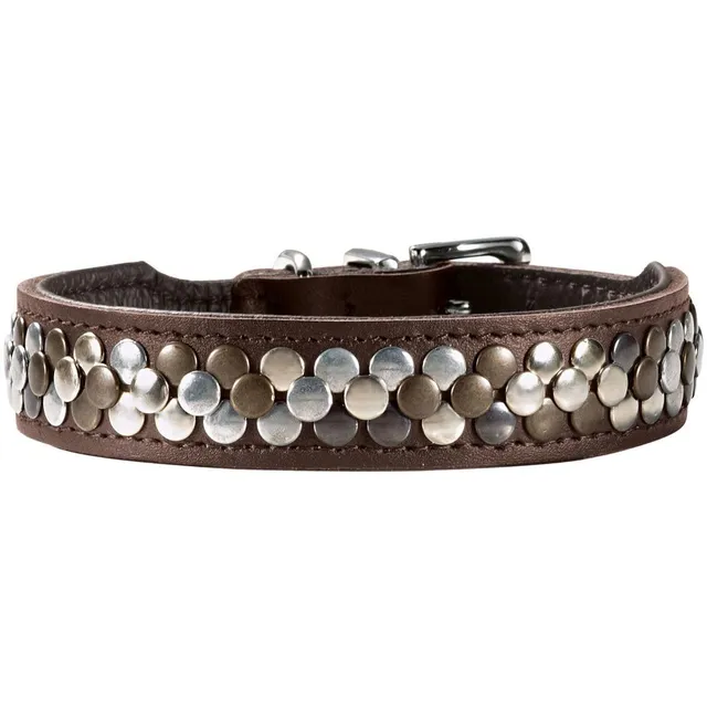 hunter-hundehalsband-arizona-up-braunes-softleder-mit-stilvollen-nieten-robust-a image 1