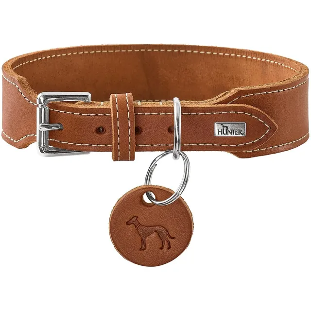 hunter-halsband-aalborg-extrabreit-weiches-softleder-kontrastnaht-cognac-gr-e-35 image 1