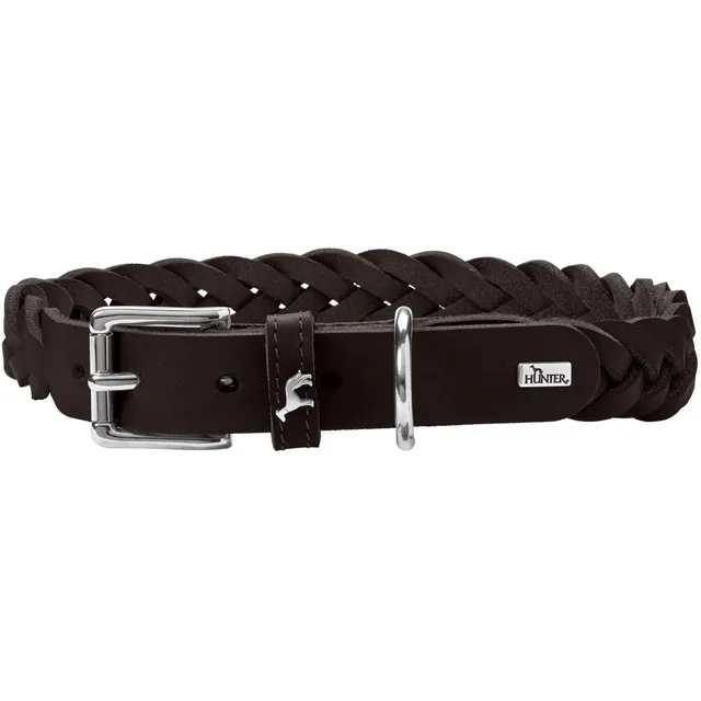 hunter-halsband-solid-education-special-s-m-50-schwarz-handgeflochtenes-rindsled image 1
