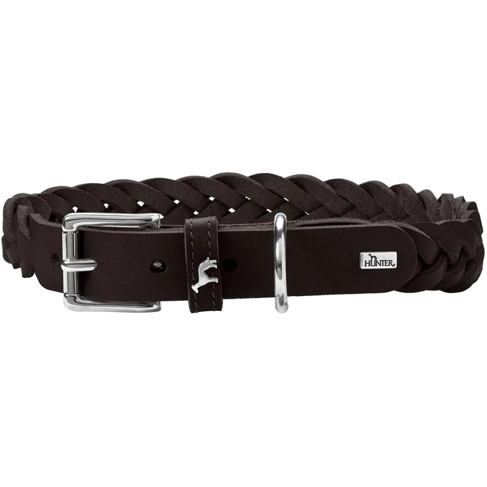 hunter-halsband-solid-education-special-s-m-50-schwarz-handgeflochtenes-rindsled image 1
