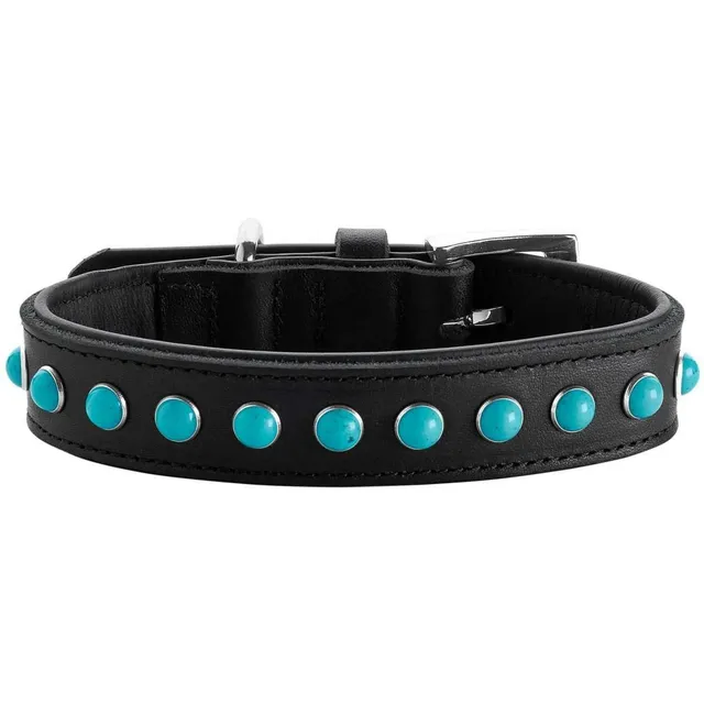 hunter-halsband-modica-gr-e-25-schwarz-rindsleder-mit-nappaleder-und-t-rkisfarbe image 1