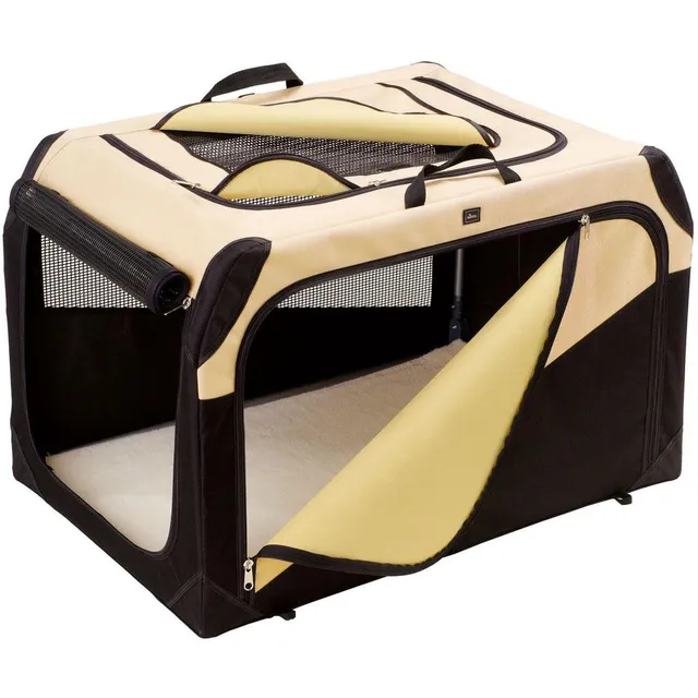 hunter-hundetransportbox-gr-e-m-75x50x45-cm-faltbare-auto-transportbox-nylon-bei image 1