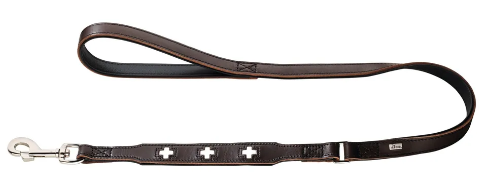 hunter-hundef-hrleine-swiss-rindsleder-mit-schweizer-kreuz-braun-schwarz-kurz-18 image 1