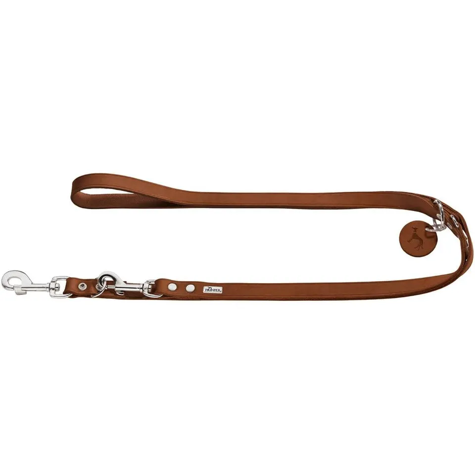 hunter-leder-f-hrleine-verstellbar-cognac-softvollrindleder-3-fach-verstellbar-m image 1