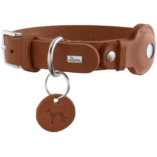 hunter-halsband-viborg-mit-apple-airtag-halterung-cognac-robustes-weiches-rindsl image 1