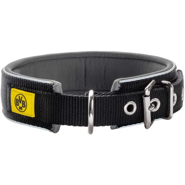 hunter-neopren-reflect-bvb-hundehalsband-gr-e-45-34-41-cm-schwarz-gelb-gepolster image 1