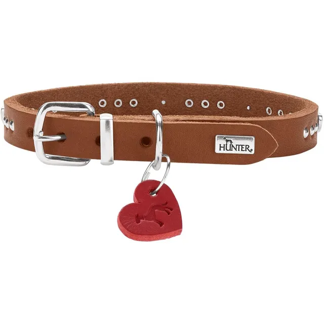 hunter-aalborg-hearts-hundehalsband-cognac-softvollrindleder-mit-nieten-herz-det image 1