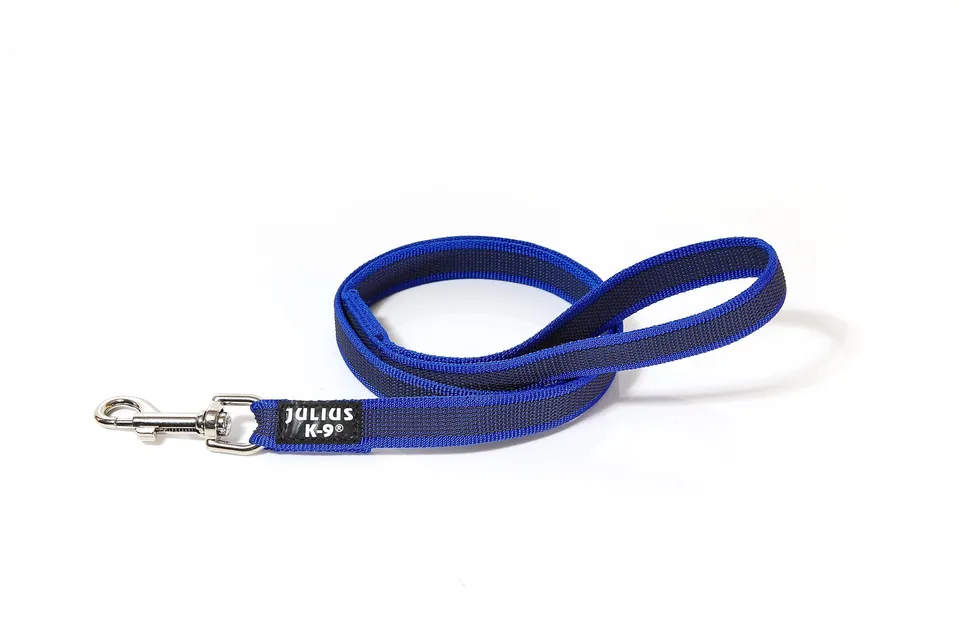 julius-k9-idc-color-gray-gumierte-leine-20-mm-x-1-2-m-mit-schlaufe-blau-grau image 1