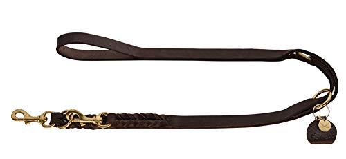 hunter-sansibar-solid-verstellbare-f-hrleine-leder-geflochten-1-5-x-200-cm-dunke image 6
