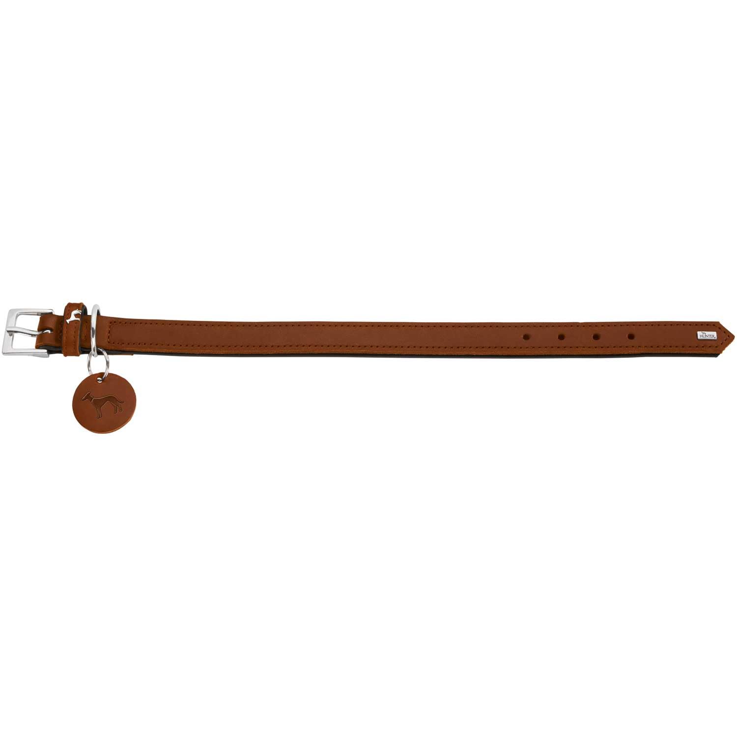 hunter-larvik-hundehalsband-softvollrindleder-cognac-schwarz-mit-leder-schl-ssel image 2