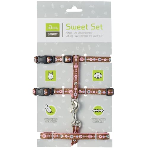 hunter-welpen-katzengarnitur-federleichtes-nylon-geschirr-set-mit-leine-rosa-one image 5