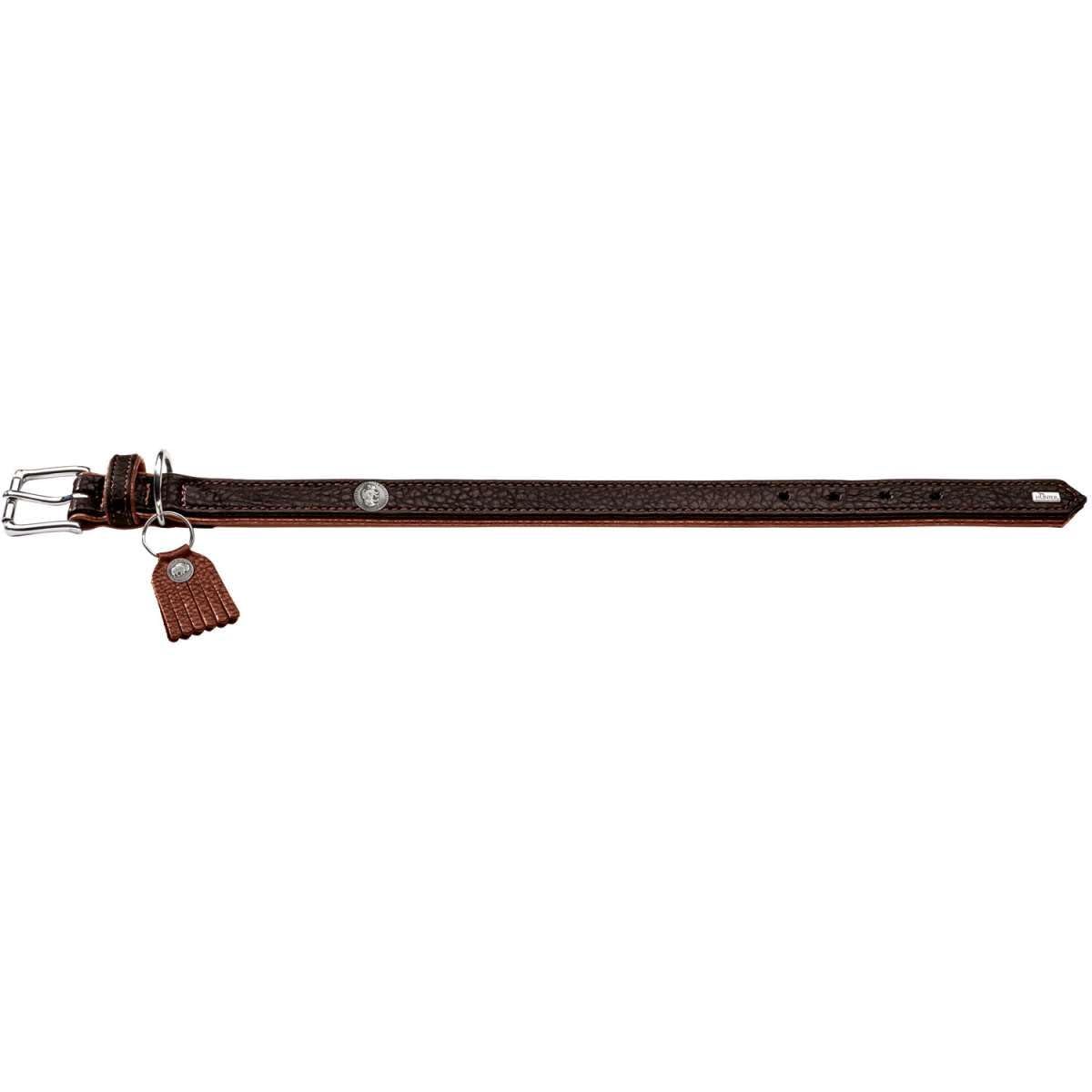 hunter-cody-hundehalsband-aus-bisonleder-gr-e-s-45-dunkelbraun-cognac-mit-schl-s image 2