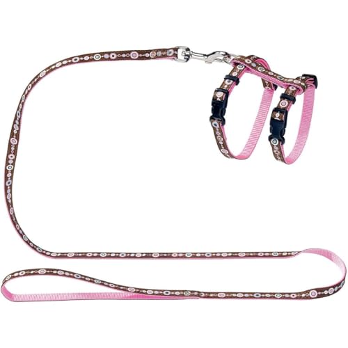 hunter-welpen-katzengarnitur-federleichtes-nylon-geschirr-set-mit-leine-rosa-one image 4