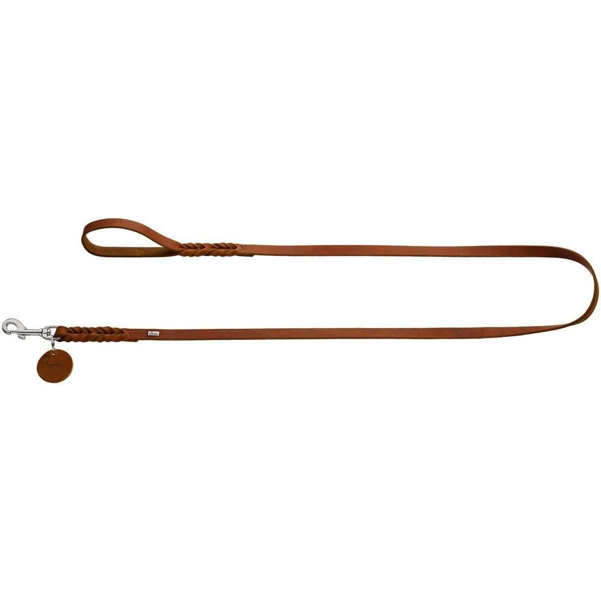 hunter-hundef-hrleine-solid-education-geflochtenes-leder-cognac-110-cm-11-mm-mit image 1