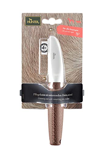hunter-spa-pflegekamm-mit-rotierenden-zinken-gr-e-m-19-x-4-cm-grau-braun image 7