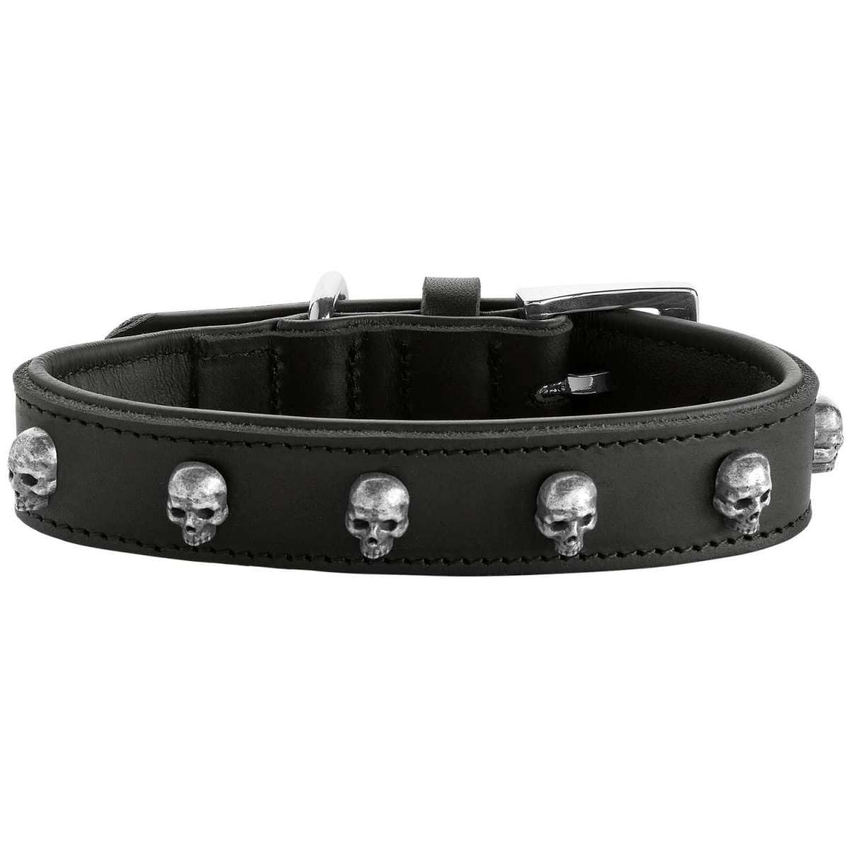 hunter-tijuana-hundehalsband-rindsleder-mit-nappaleder-futter-und-totenkopf-besa image 1