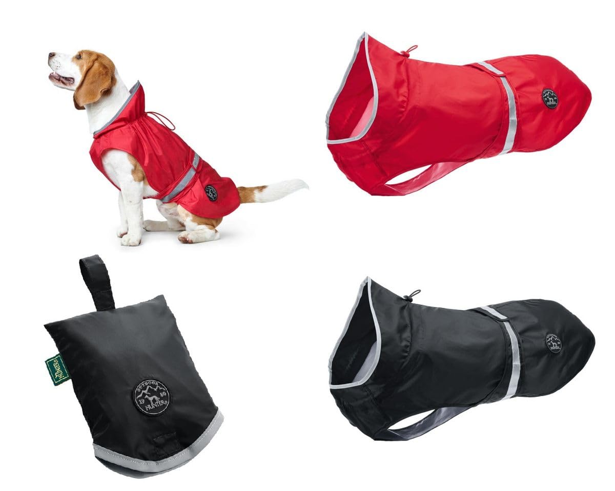 hunter-uppsala-rain-hunde-regenmantel-gr-e-80-rot-mit-reflektierenden-streifen image 1