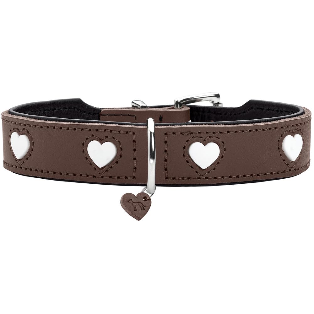 hunter-love-hundehalsband-rindsleder-mit-handgen-hten-herzen-unterlegt-mit-rindn image 1