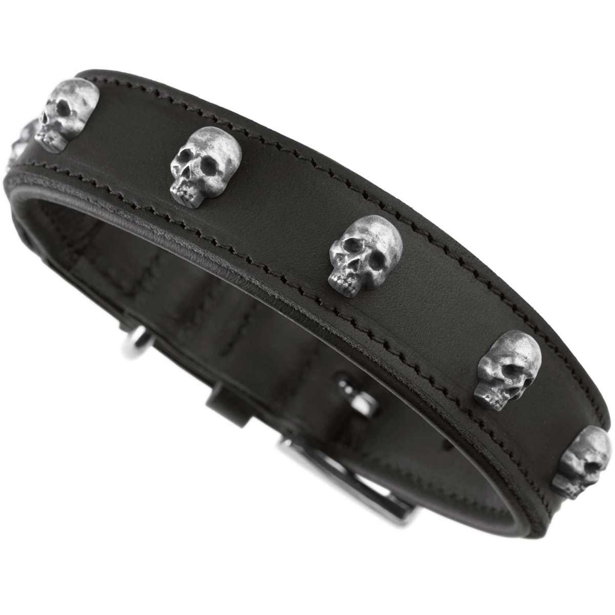 hunter-tijuana-hundehalsband-rindsleder-mit-nappaleder-futter-und-totenkopf-besa image 2