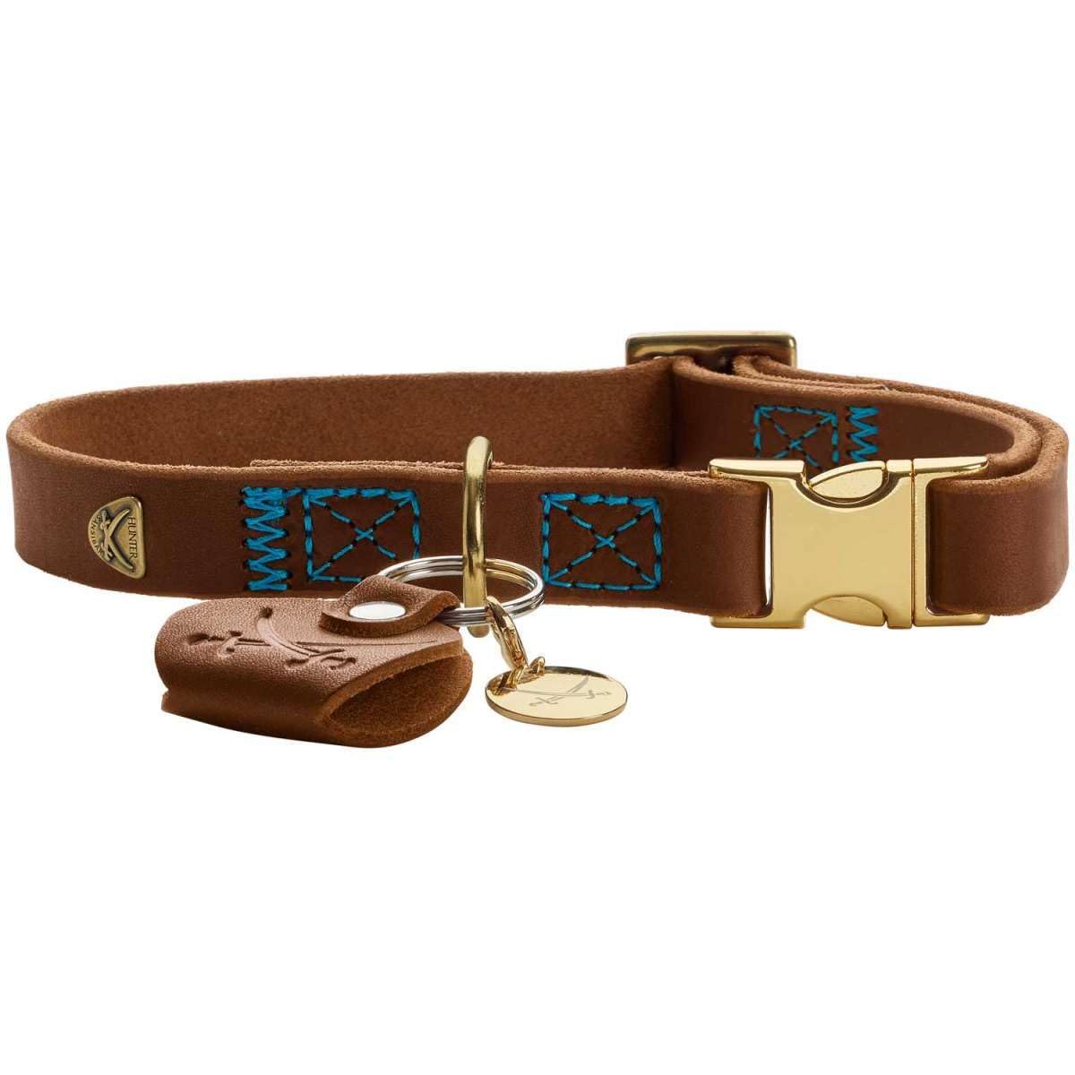 hunter-hundehalsung-sansibar-cognac-rindsleder-maritime-details-gr-e-m-30-45-cm image 2