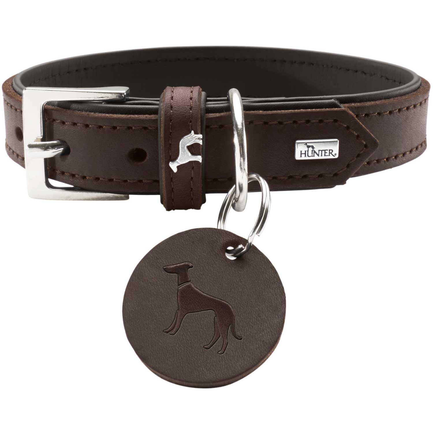 hunter-larvik-hundehalsband-softvollrindleder-cognac-schwarz-mit-leder-schl-ssel image 6