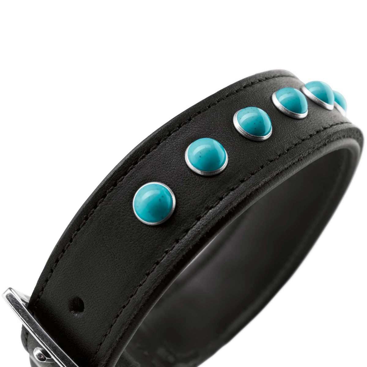 hunter-halsband-modica-gr-e-25-schwarz-rindsleder-mit-nappaleder-und-t-rkisfarbe image 2