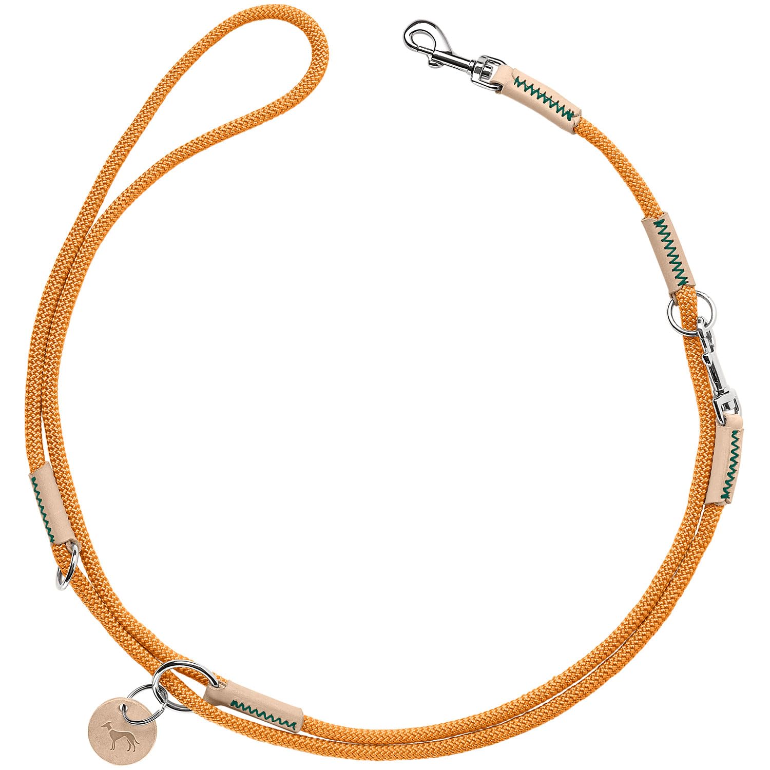 hunter-verstellbare-hundef-hrleine-malia-apricot-natur-tau-leder-3-fach-verstell image 3