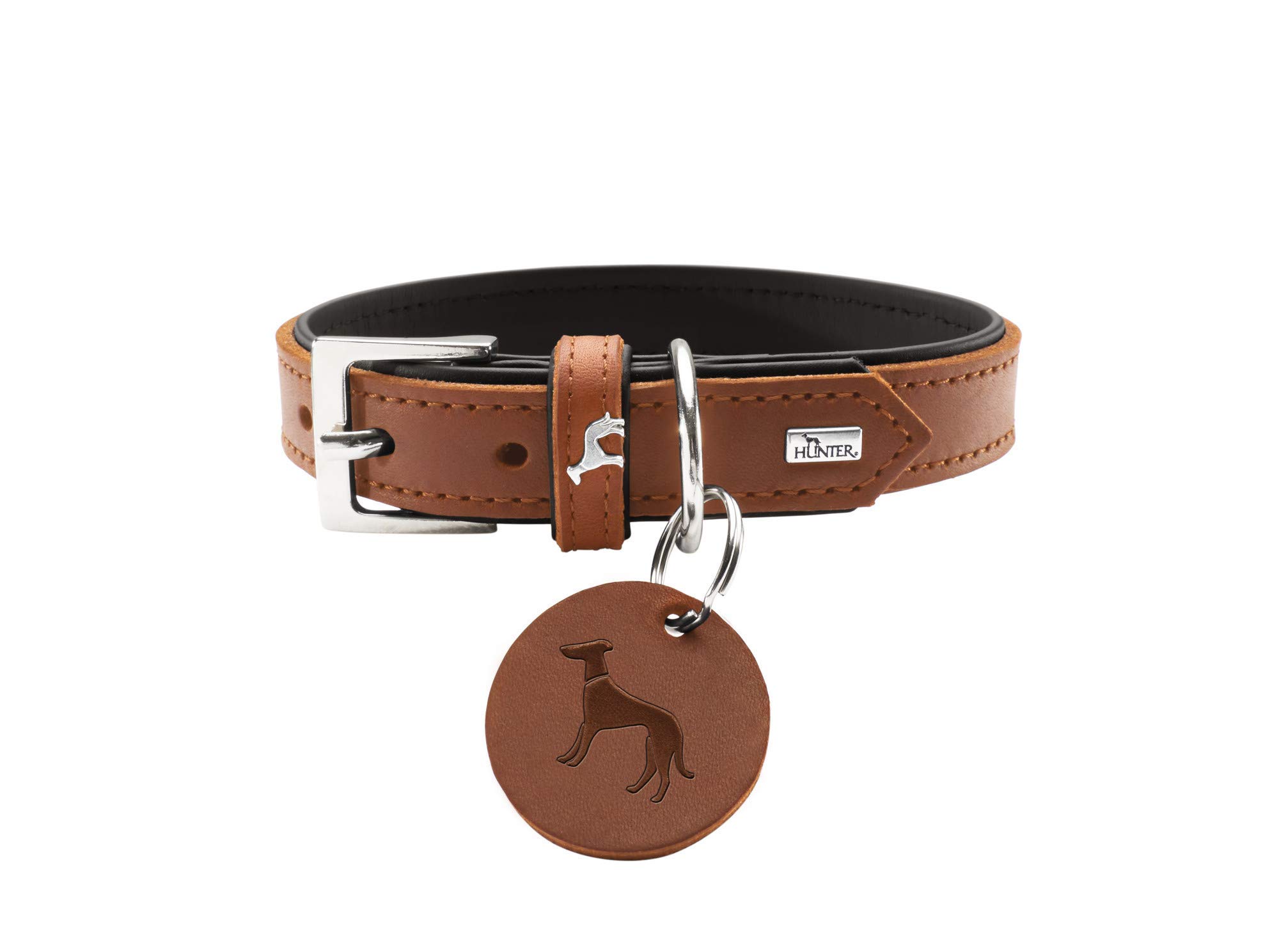 hunter-larvik-hundehalsband-softvollrindleder-cognac-schwarz-mit-leder-schl-ssel image 5