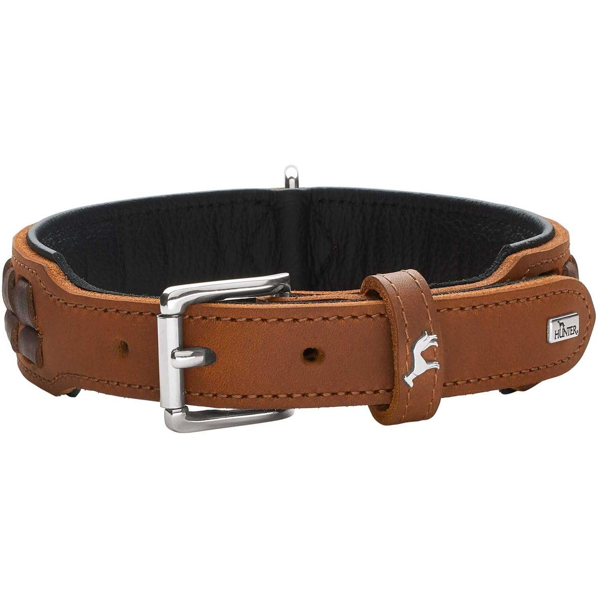 hunter-el-paso-hundehalsband-leder-geschmeidig-handgeflochten-cognac-schwarz-gr- image 2