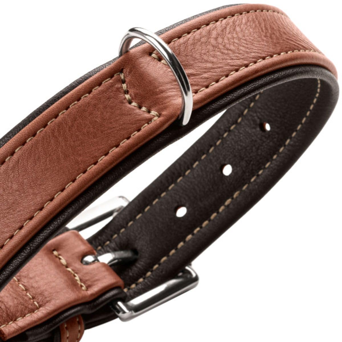 hunter-hundehalsband-canadian-up-cognac-schwarz-doppelt-gebuggtes-leder-fellscho image 4