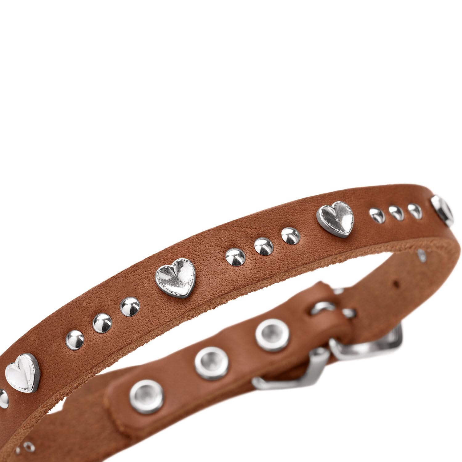 hunter-aalborg-hearts-hundehalsband-cognac-softvollrindleder-mit-nieten-herz-det image 6